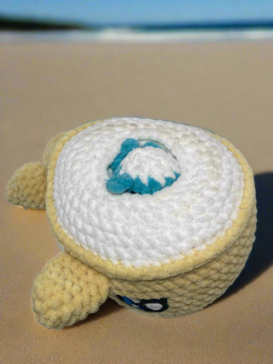 Crochet yellow mama whale