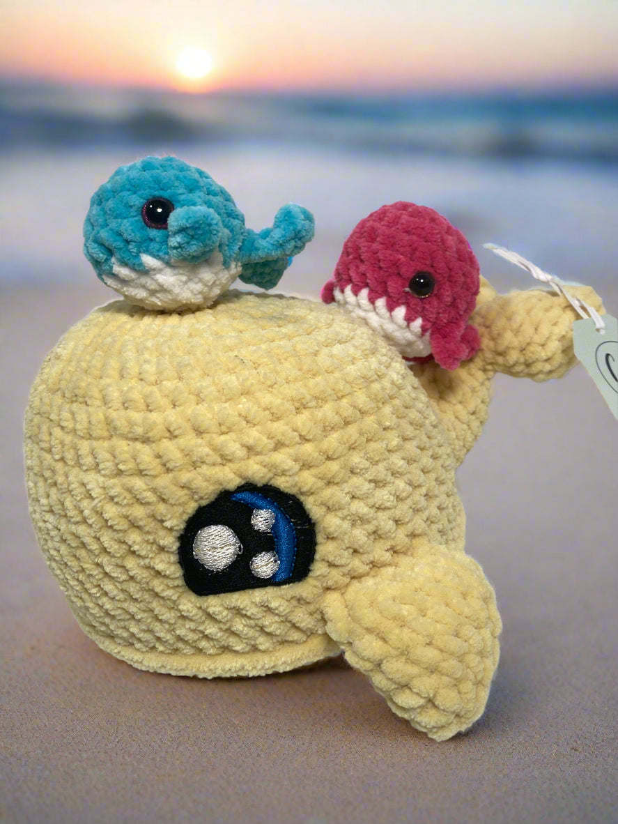 Crochet yellow mama whale