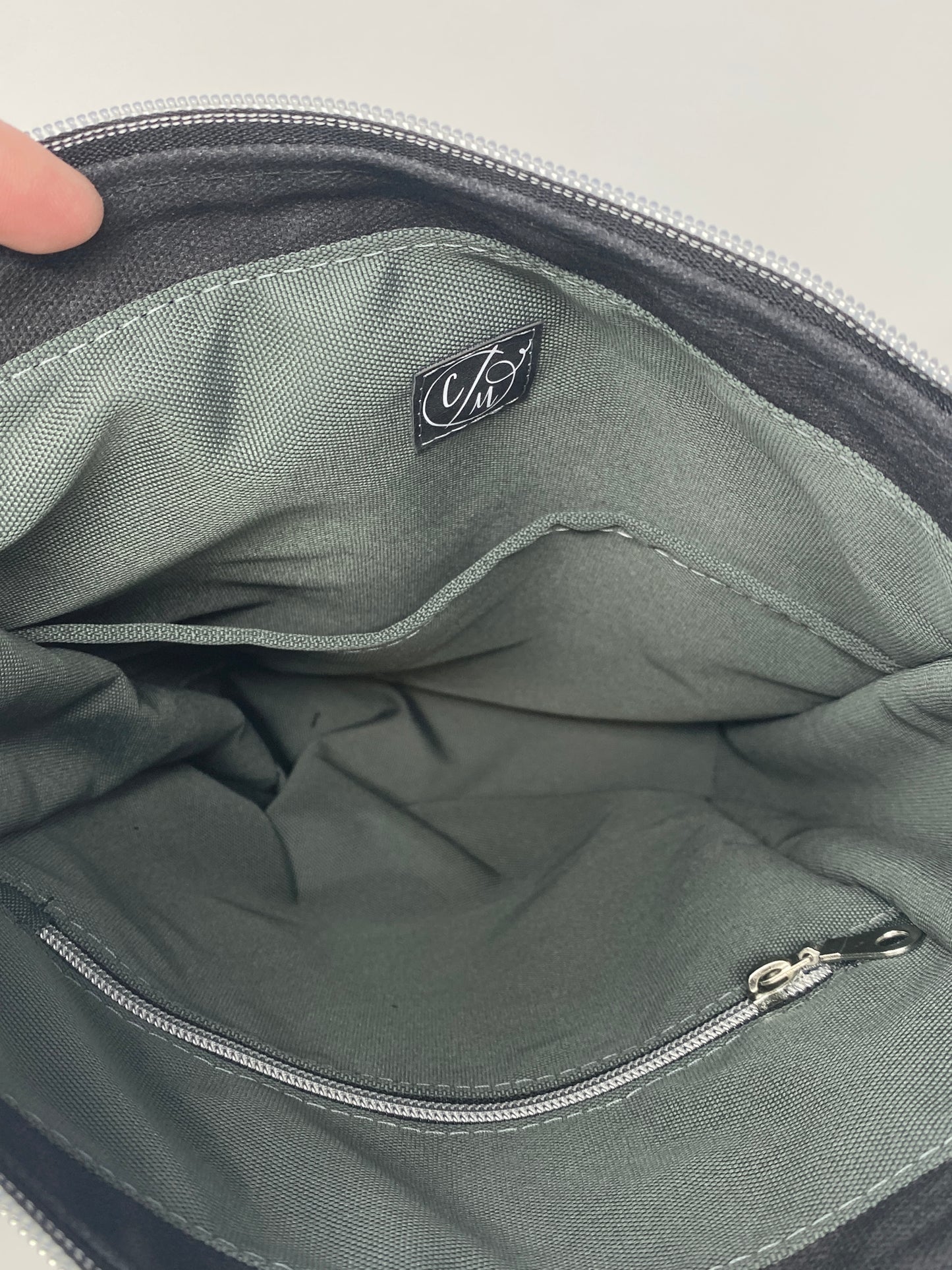 Embroidered Satchel Wolf on black