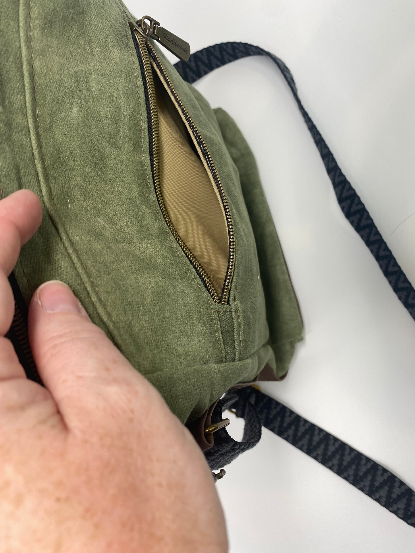 Embroidered Satchel with Elk on green