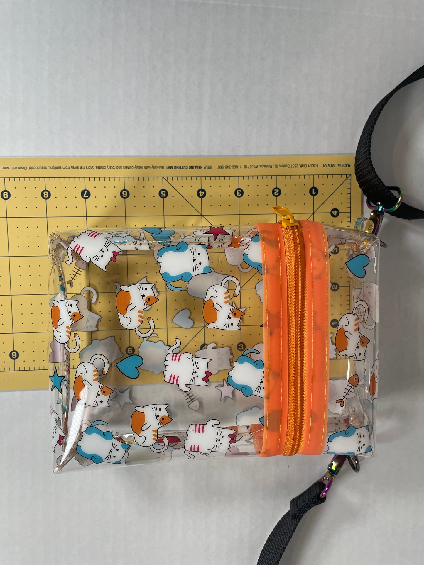 Crossbody Clear Boxy Bag - Cats