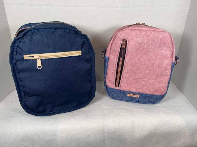 pebble sling, backpack, crossbody, pink blue