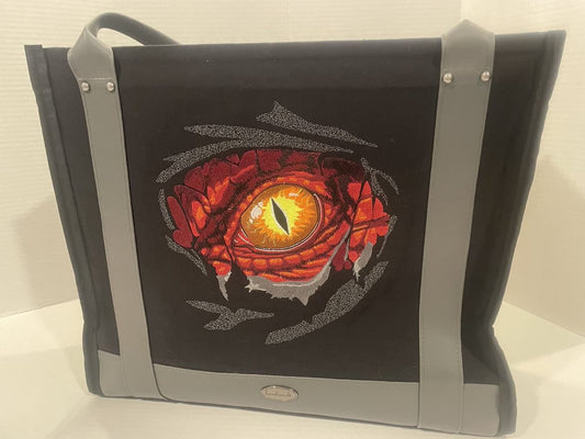 Embroidered Large Tote Bag - Dragon Eye (Red)