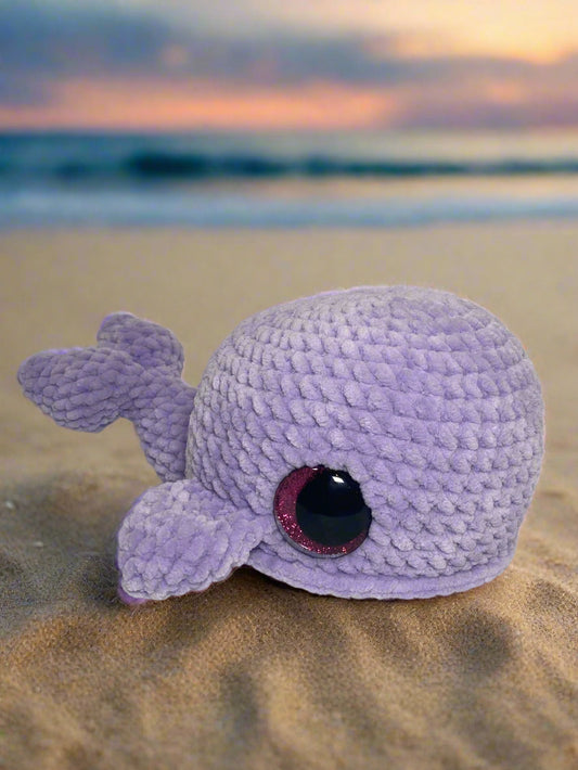 Crochet purple mama whale