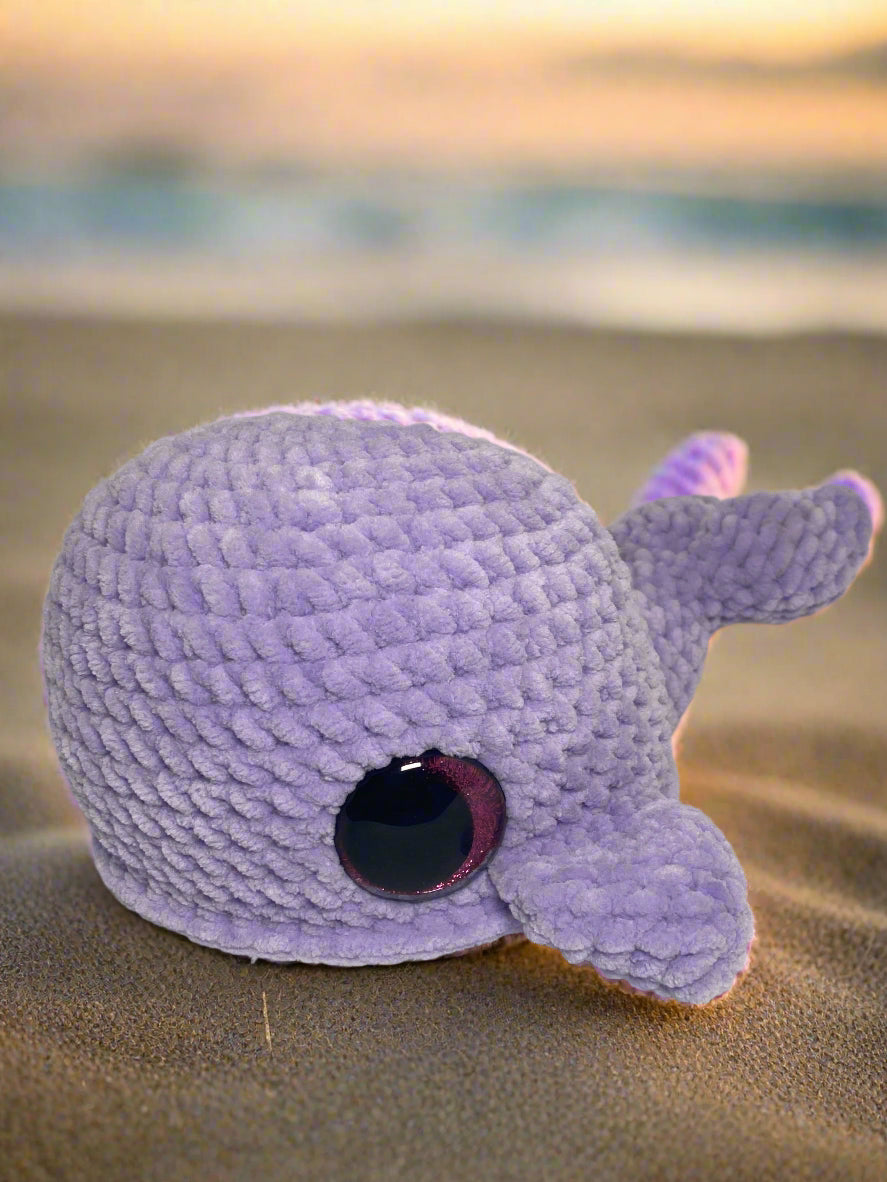 Crochet purple mama whale