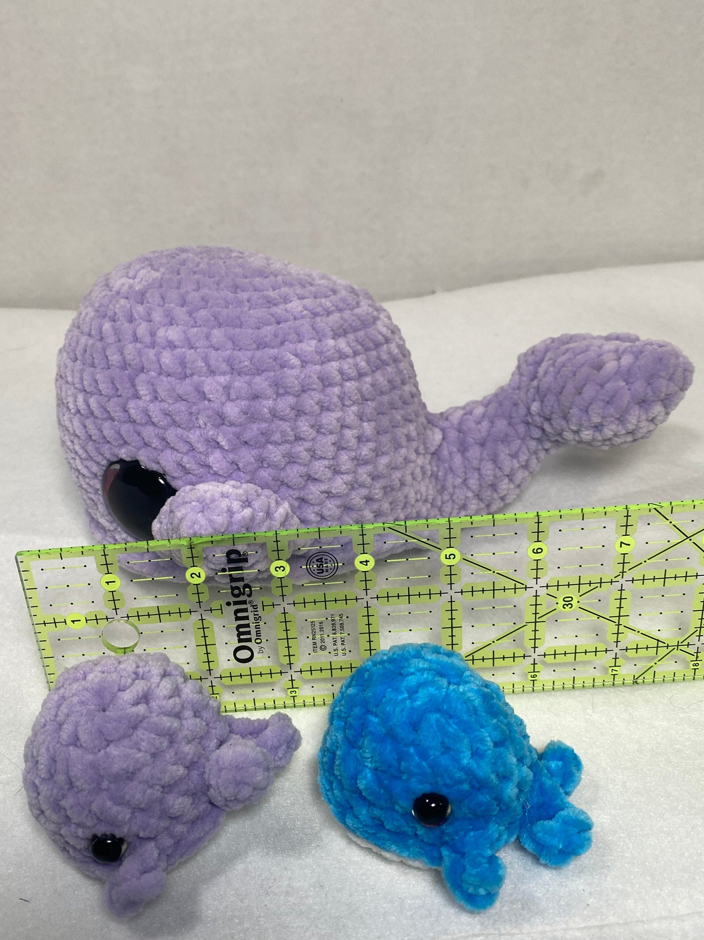 Crochet purple mama whale