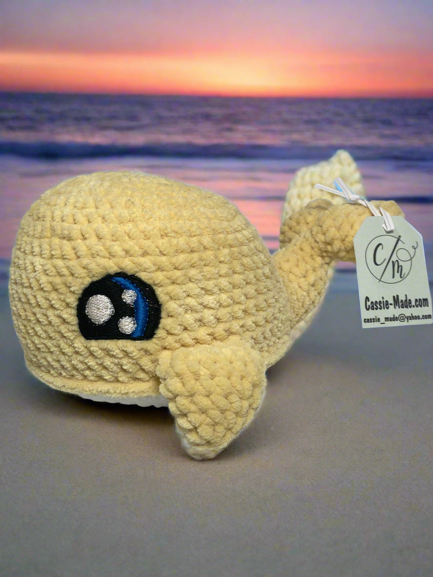 Crochet yellow mama whale