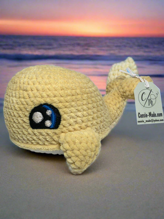 Crochet yellow mama whale