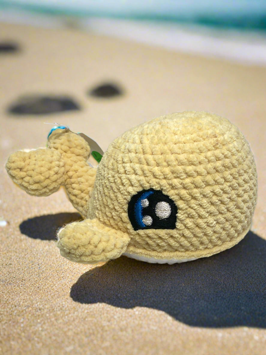 Crochet yellow mama whale
