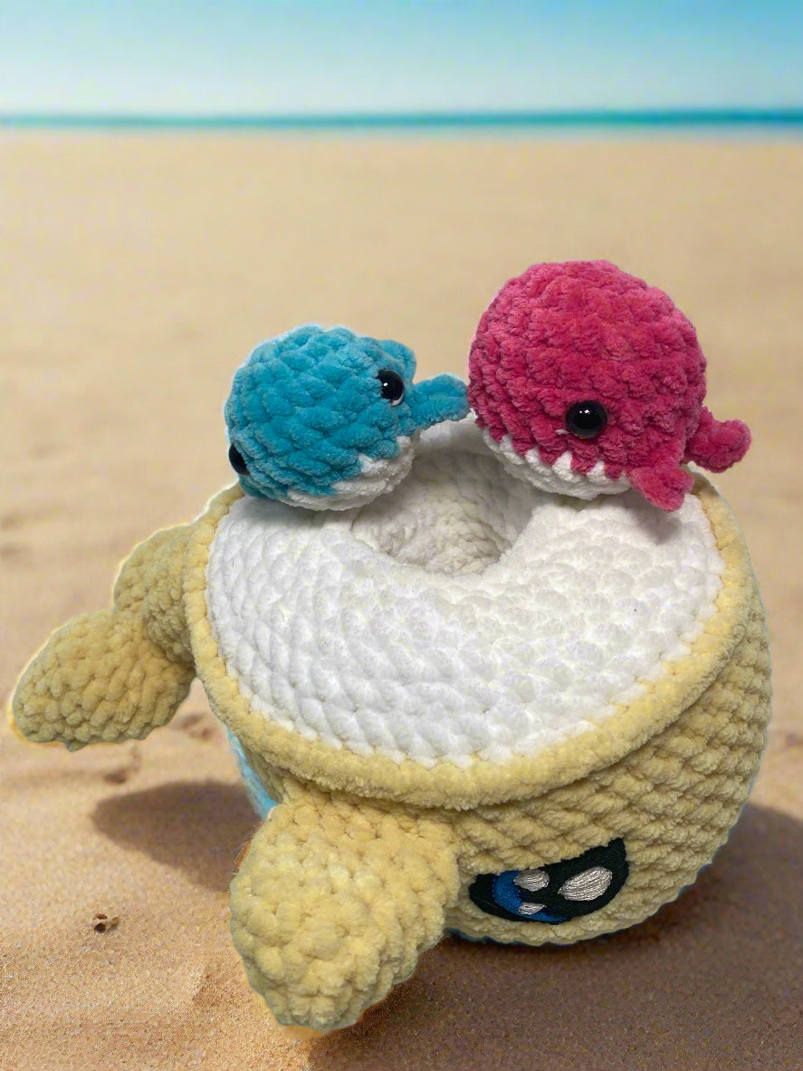 Crochet yellow mama whale