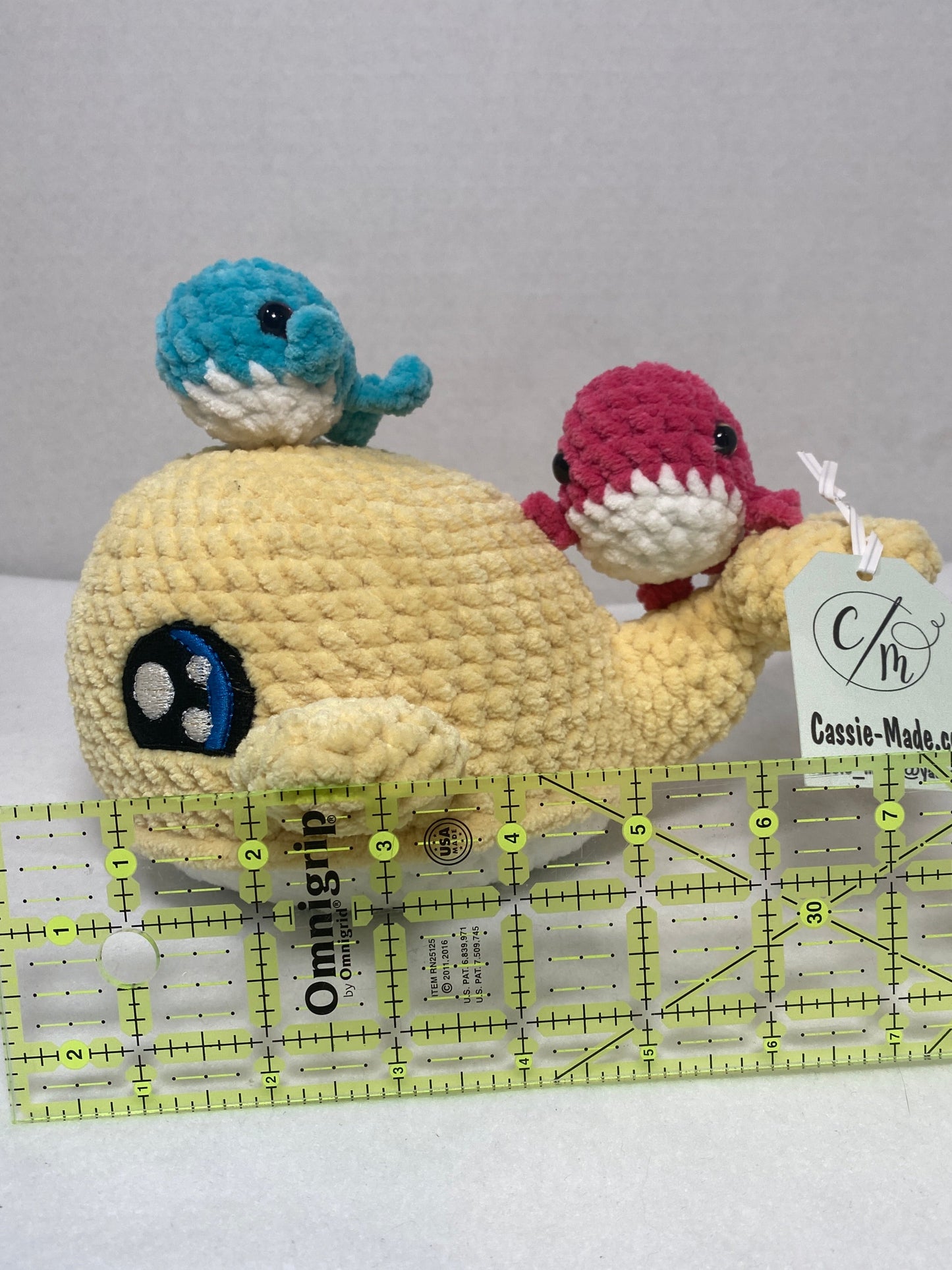 Crochet yellow mama whale