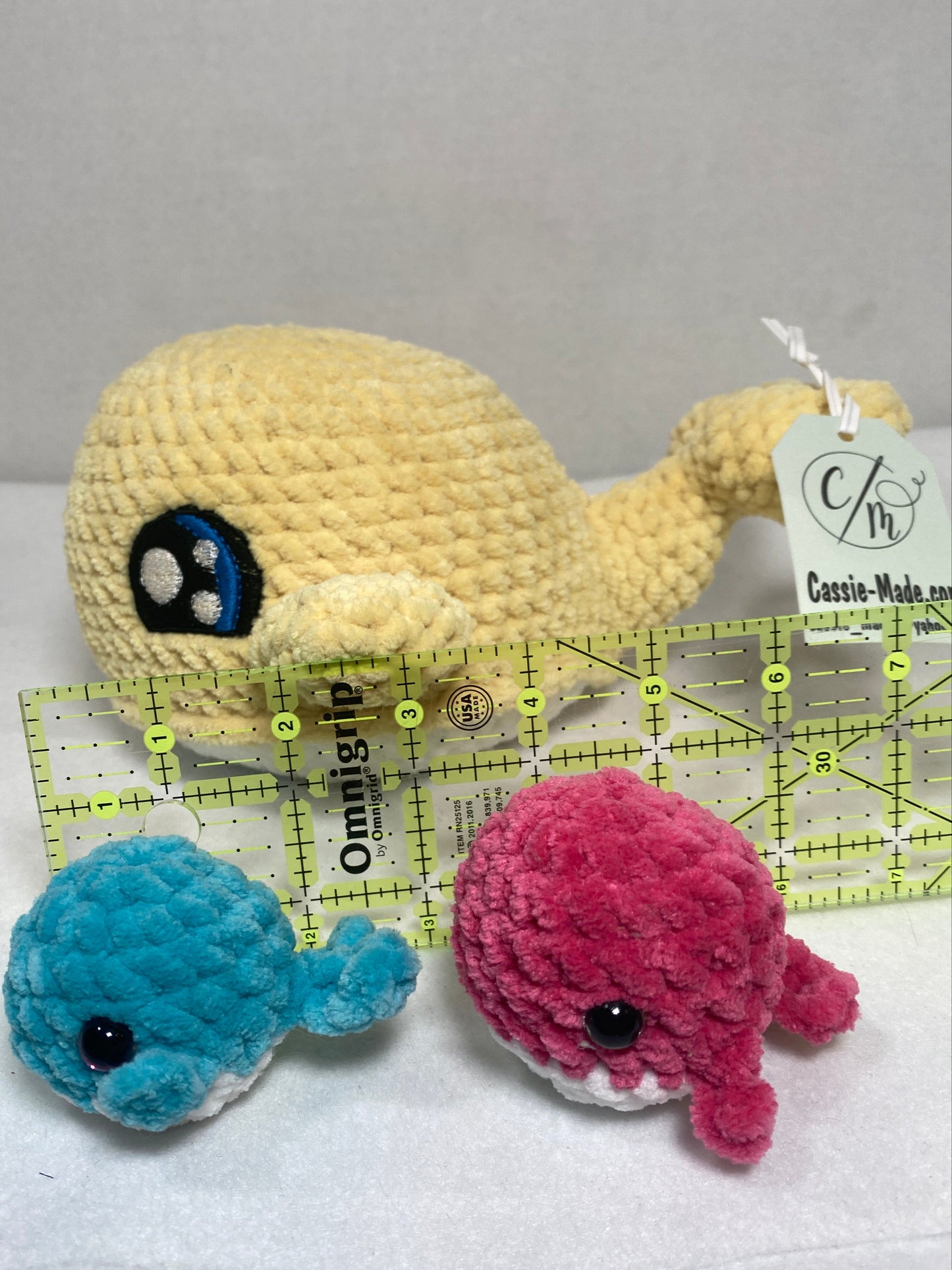 Crochet yellow mama whale