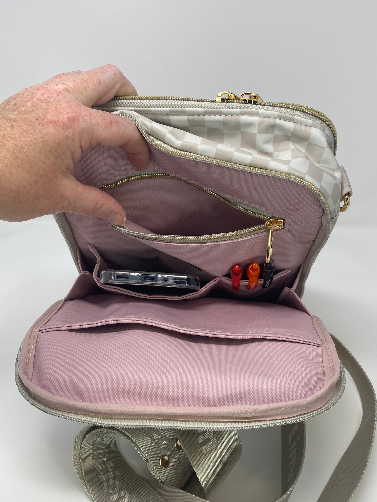Pandora Bag Beige and tan checkered