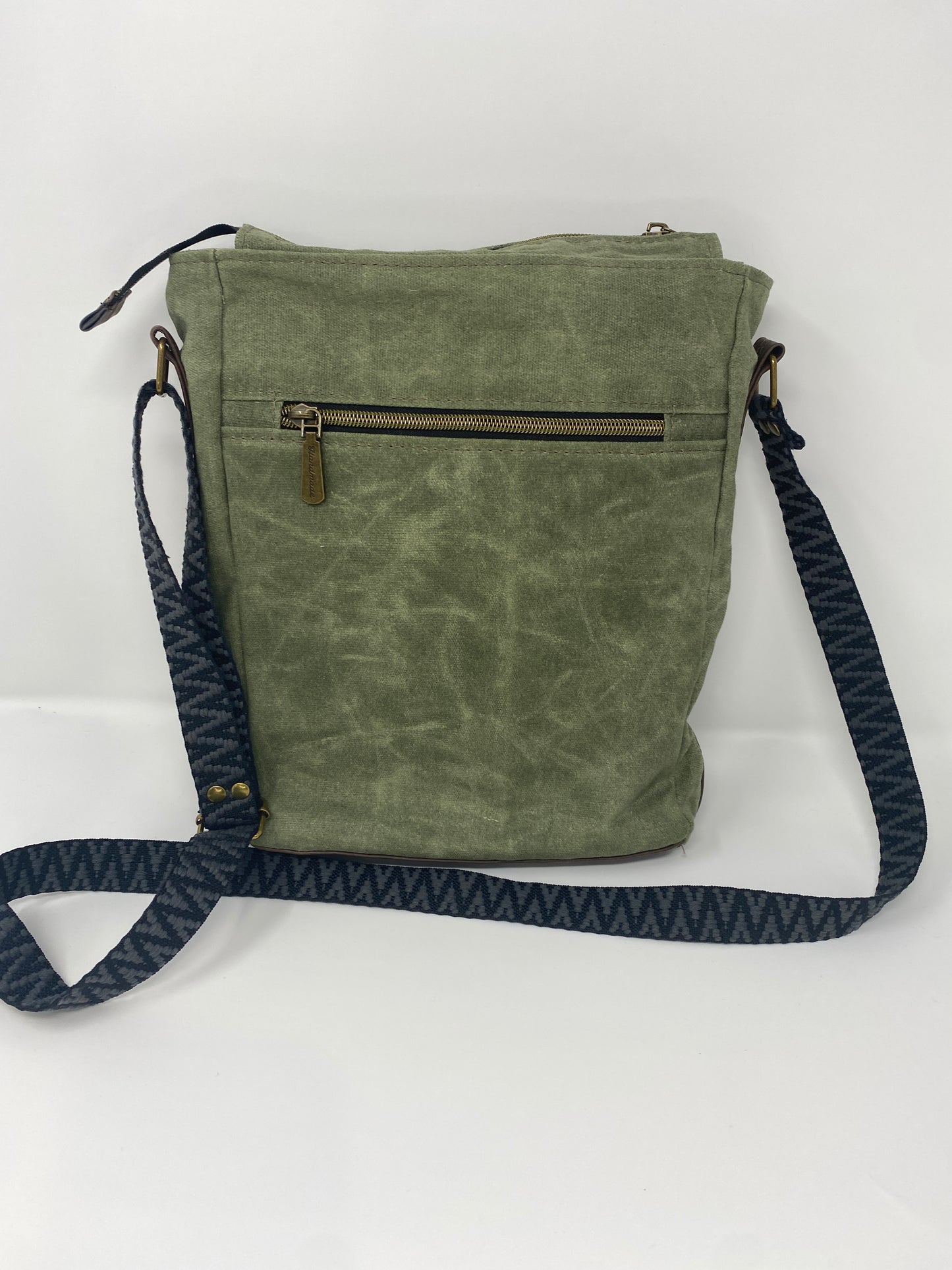Embroidered Satchel with Elk on green