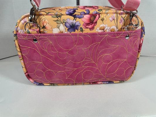 Catalina Embroidered Crossbody Sling Handbag - Pink