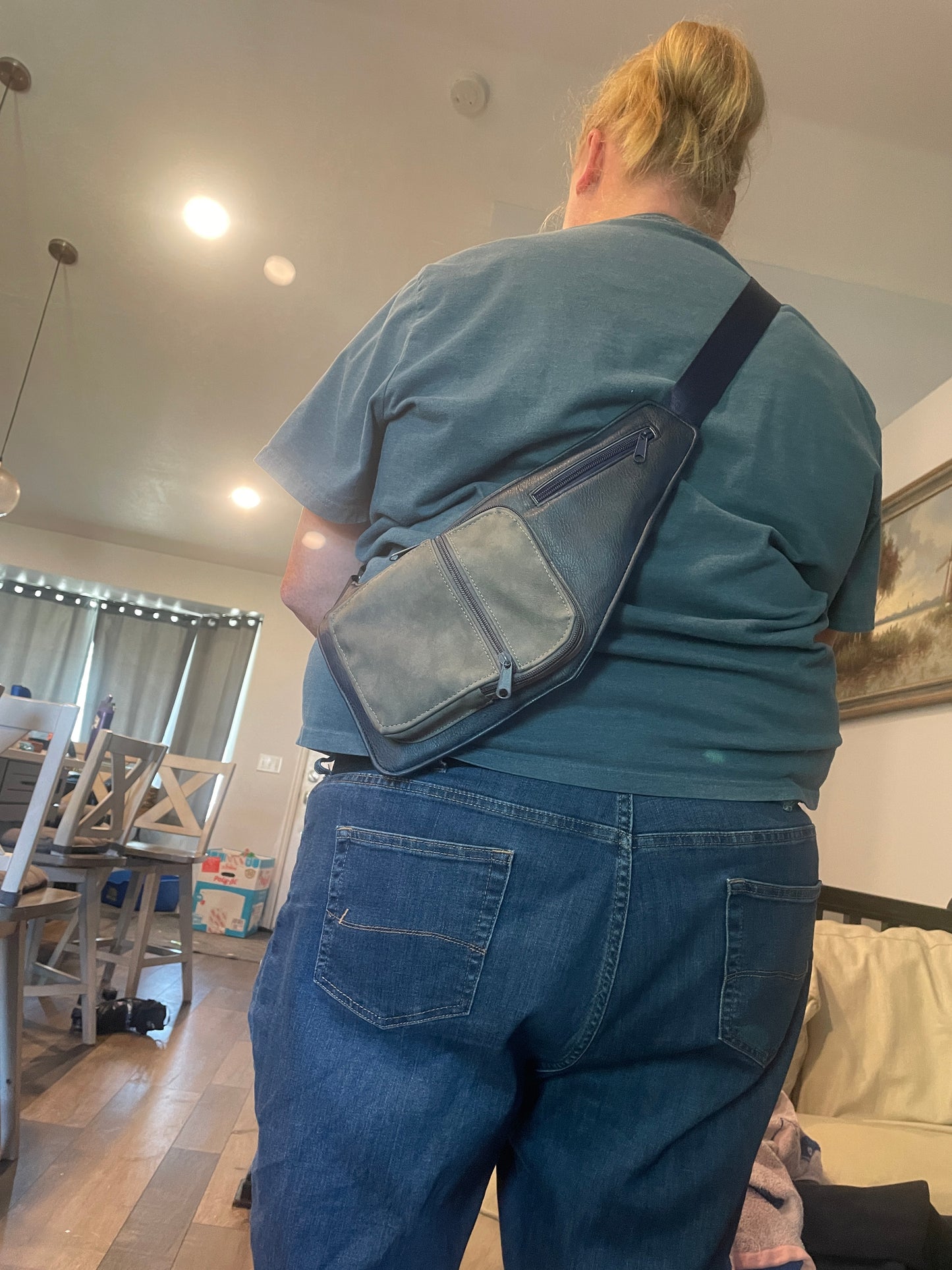 Half Backpack- Blue/Grey